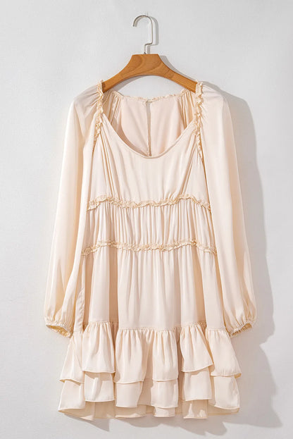 Eggshell Ruffled Mini Dress