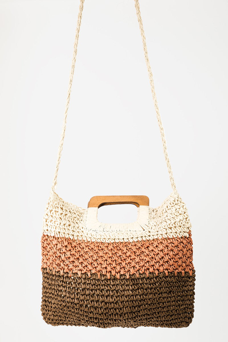 Color Block Braided Tote Bag - Eclectage