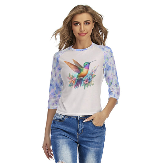 Hummingbird Floral Raglan Sleeve Tee