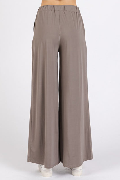 Taupe Stretch Wide Leg Pants - Eclectage