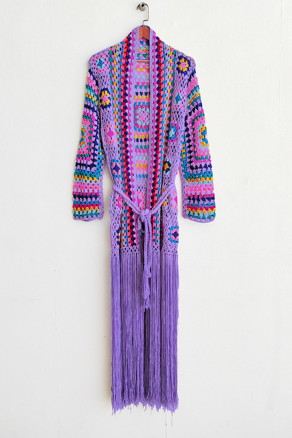 Fringe Tied Long Sleeve Cardigan - Eclectage