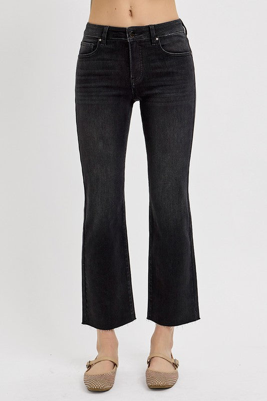 RISEN Tummy Control Mid Rise Crop Straight Jeans - Eclectage