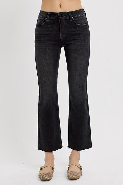 RISEN Tummy Control Mid Rise Crop Straight Jeans - Eclectage