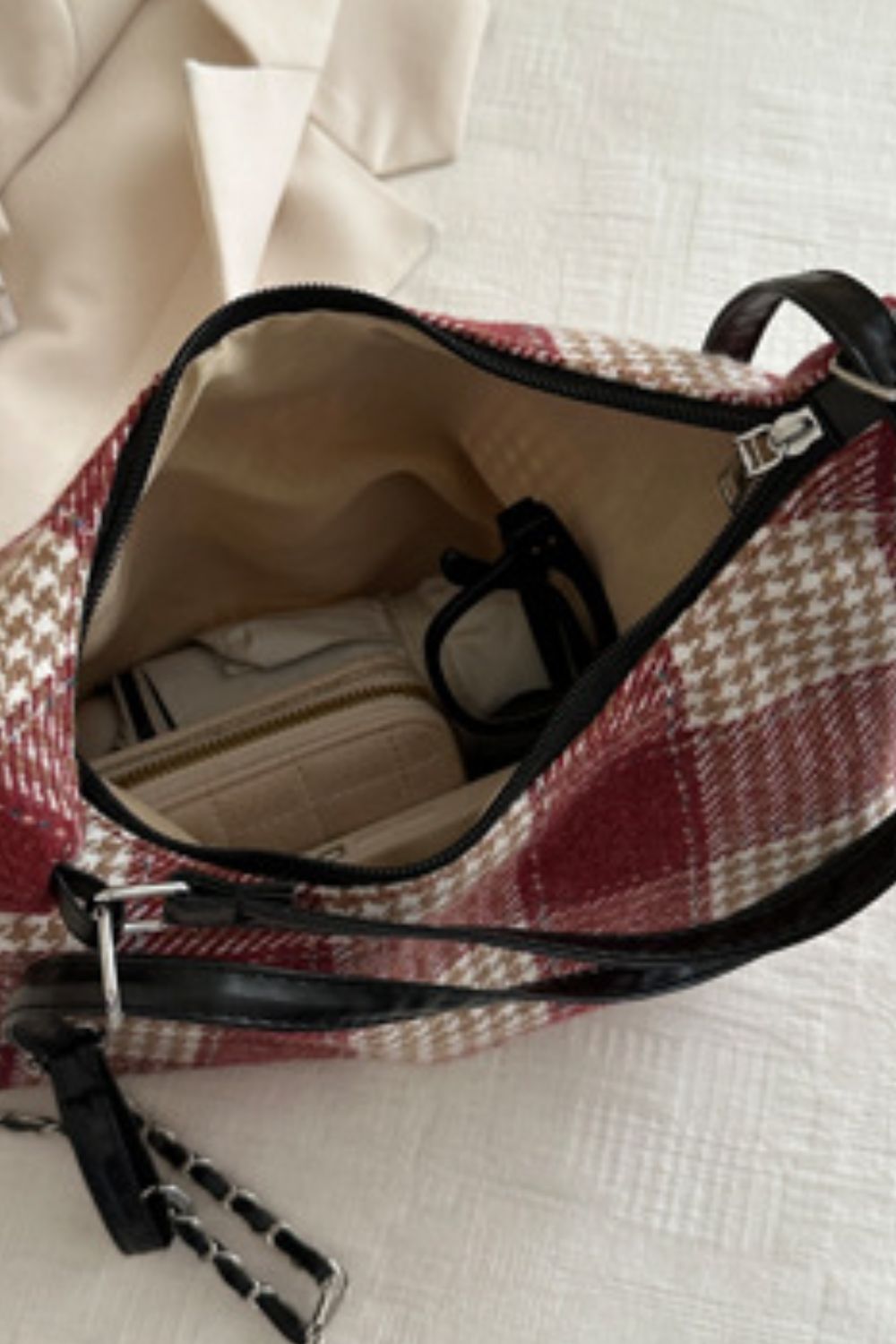 Plaid Adjustable Strap Shoulder Bag - Eclectage