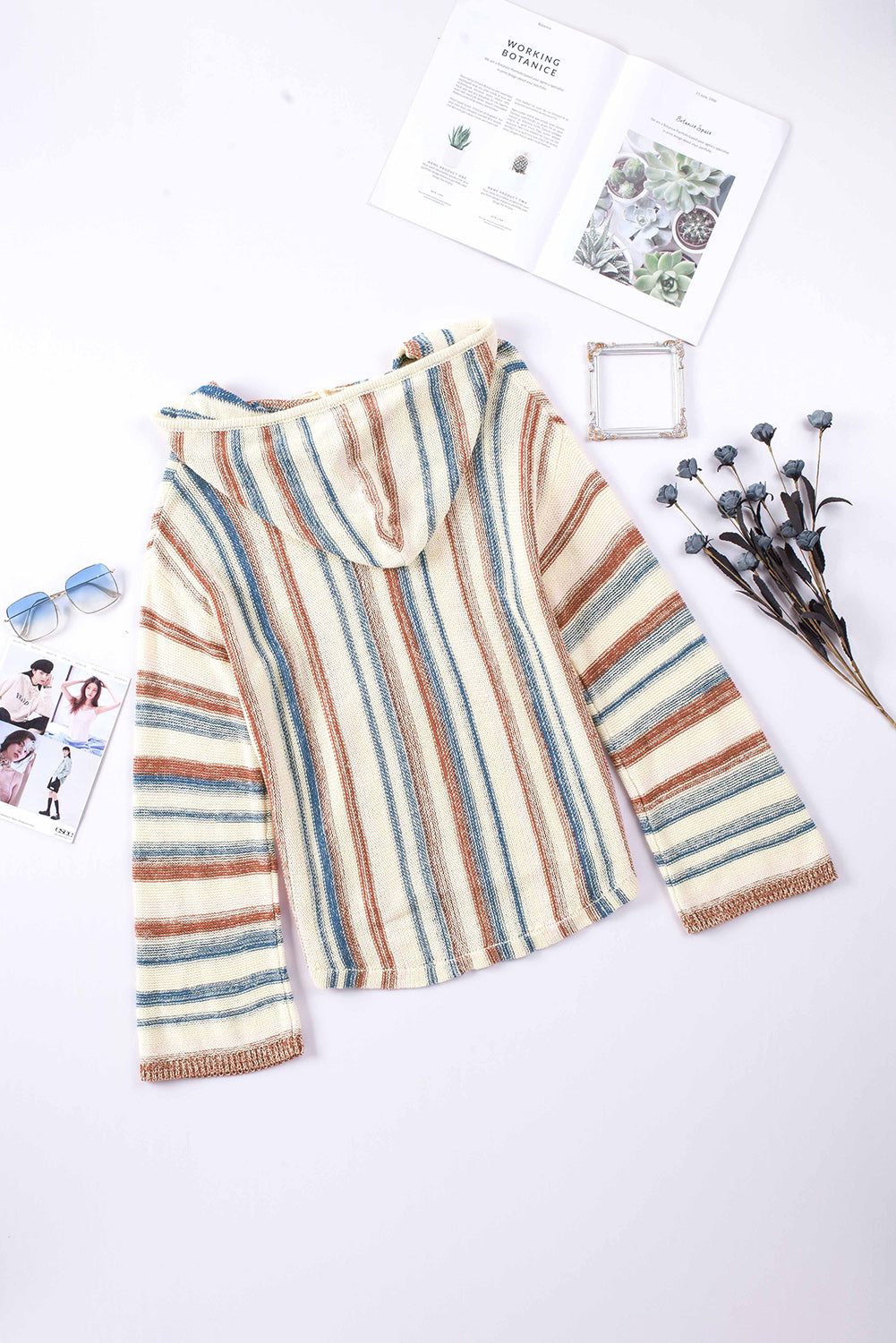 Striped Hooded Knit Top - Eclectage