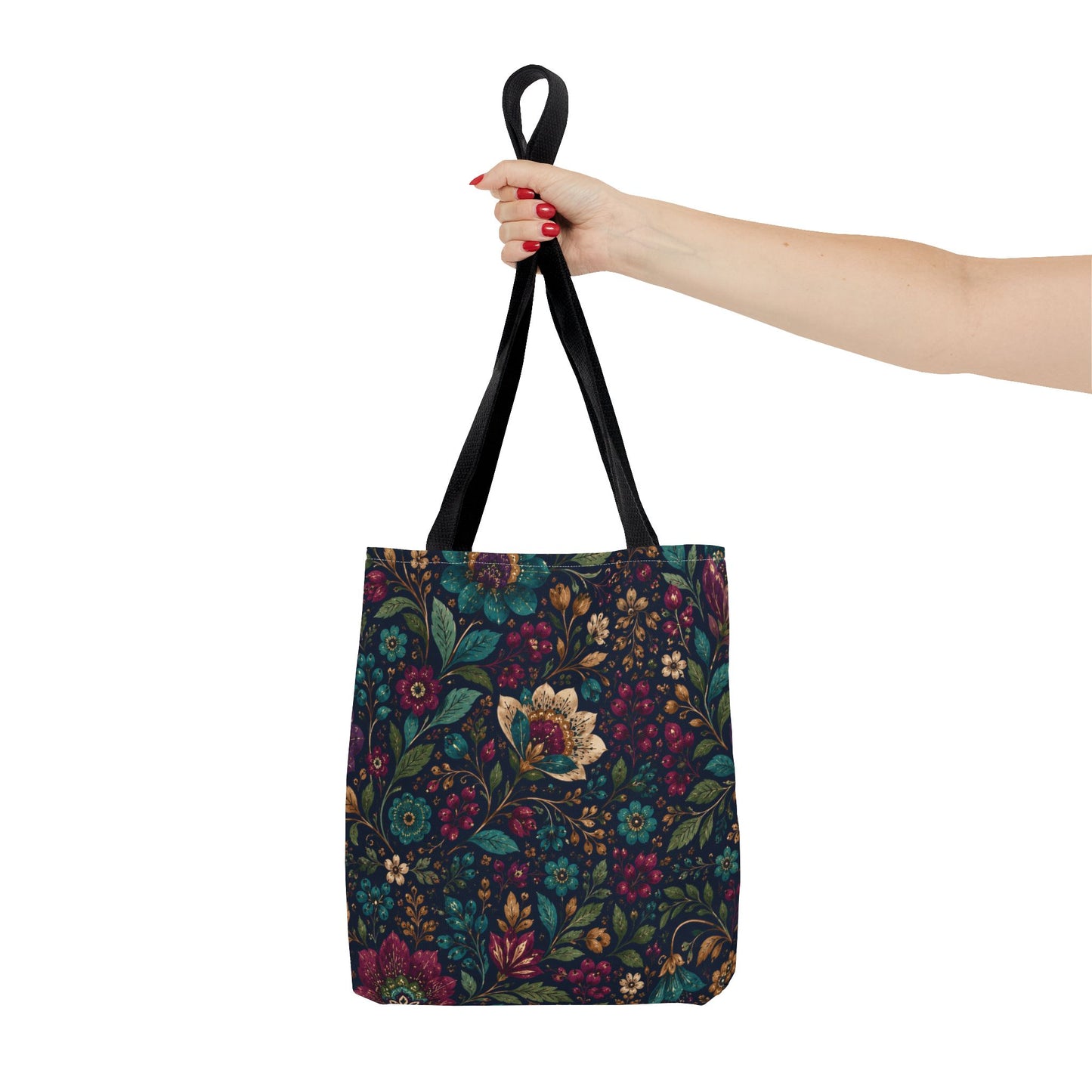 Dark Boho Floral Jewel Tone Tote Bag