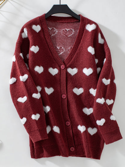 Pink with Heart Long Sleeve Cardigan - Eclectage