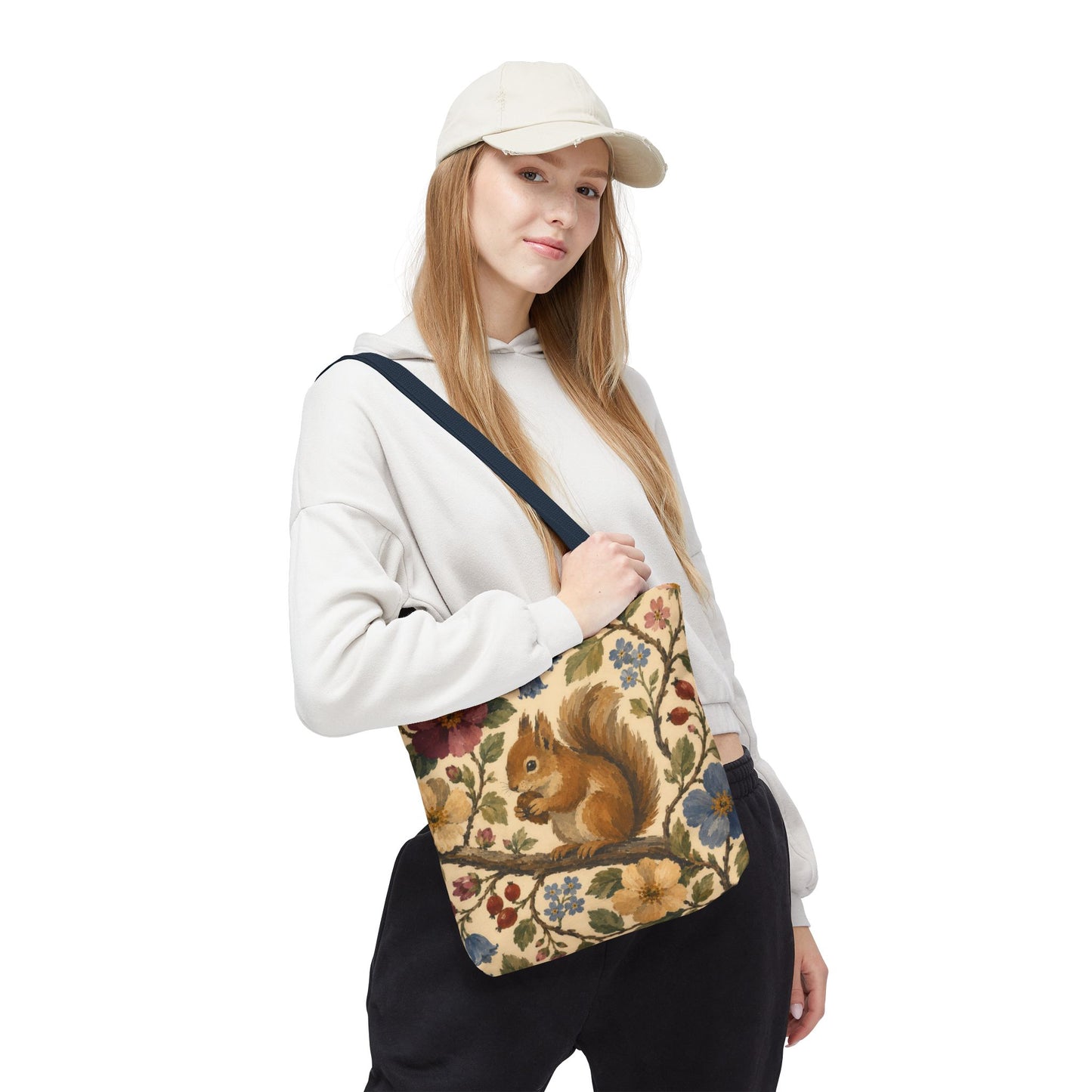 Floral Squirrel Tote Bag