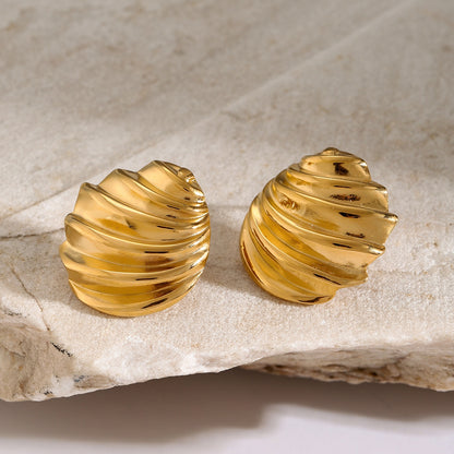 Shell Shape Stainless Steel Stud Earrings - Eclectage