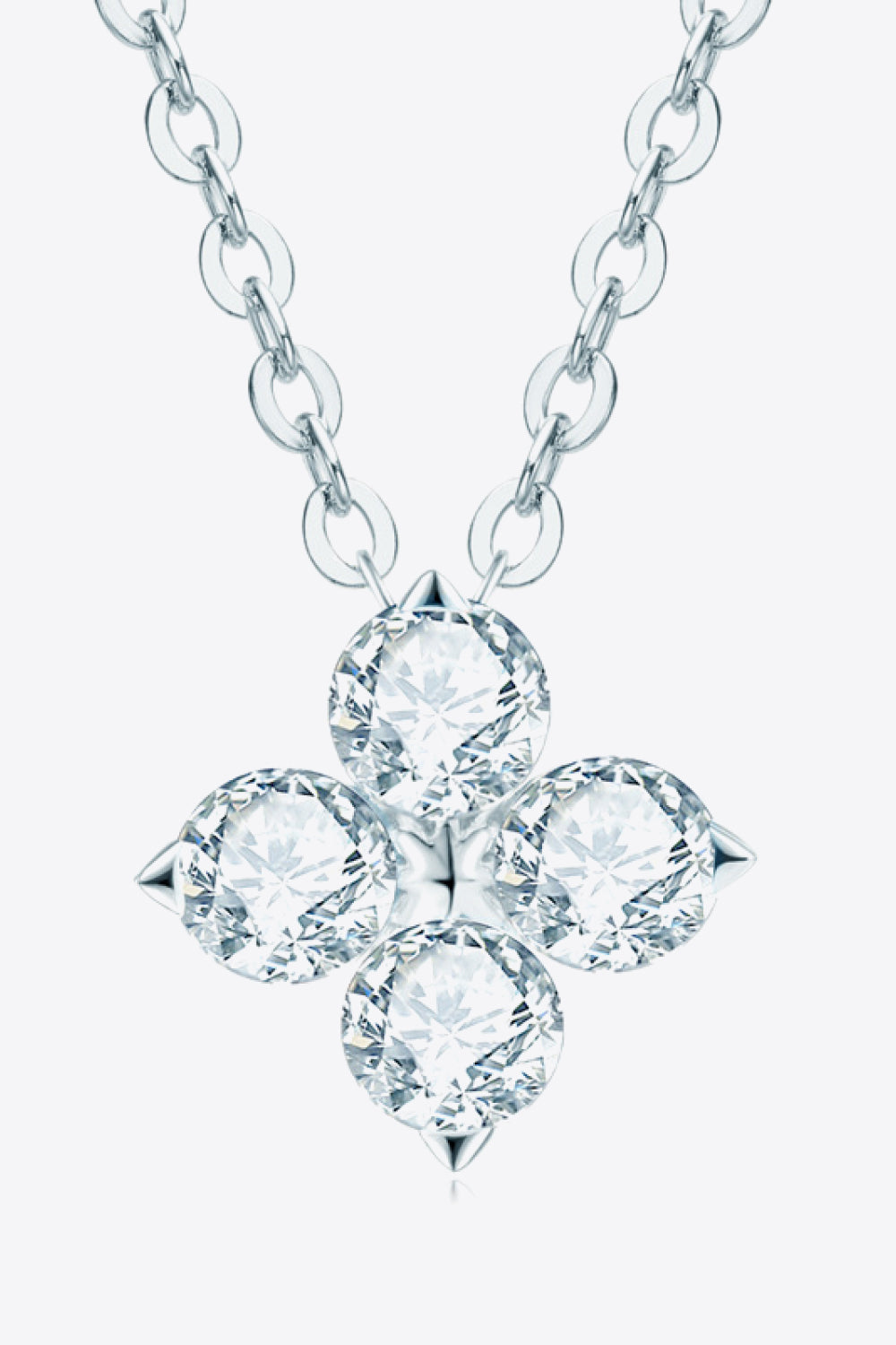 Moissanite Four Leaf Clover Pendant Necklace - Eclectage