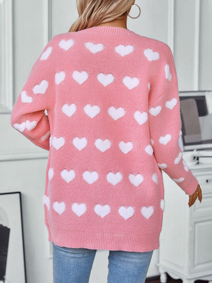 Pink with Heart Long Sleeve Cardigan - Eclectage