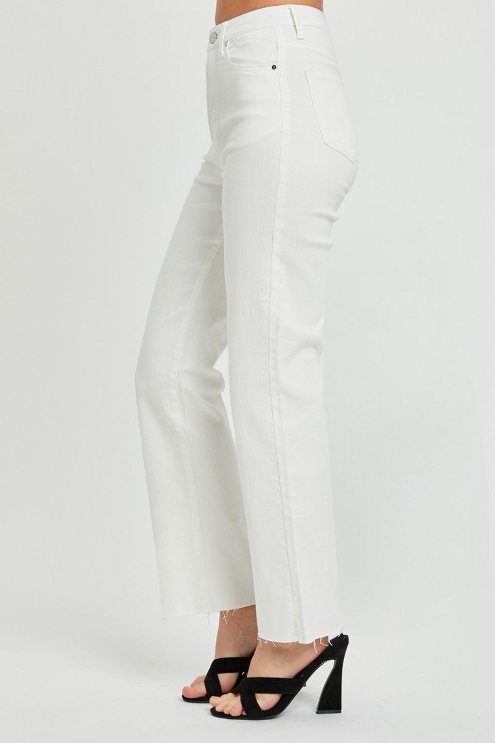 White Raw Hem Jeans - Eclectage