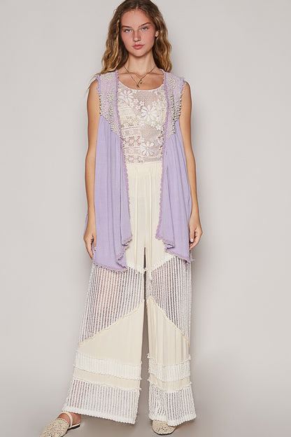 Lavender Pearls Sleeveless Cardigan - Eclectage