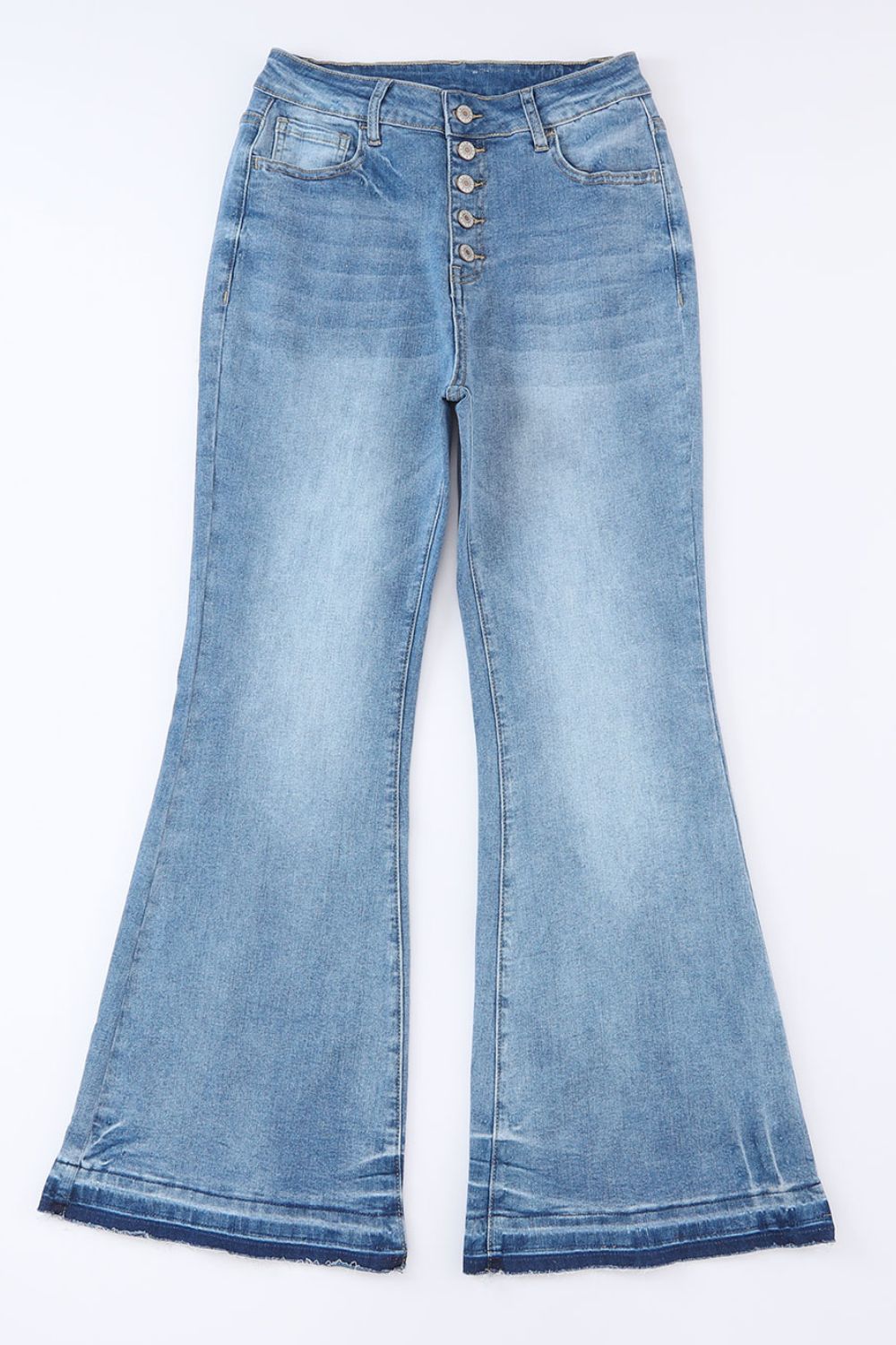 High Waist Button Fly Flared Jeans - Eclectage