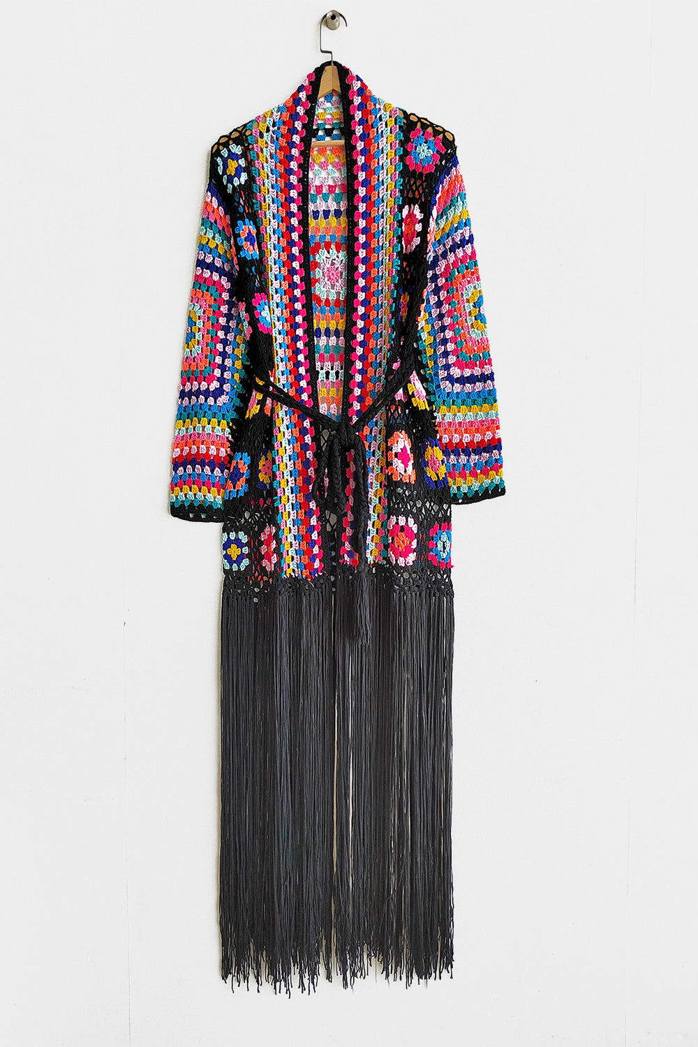 Fringe Tied Long Sleeve Cardigan - Eclectage