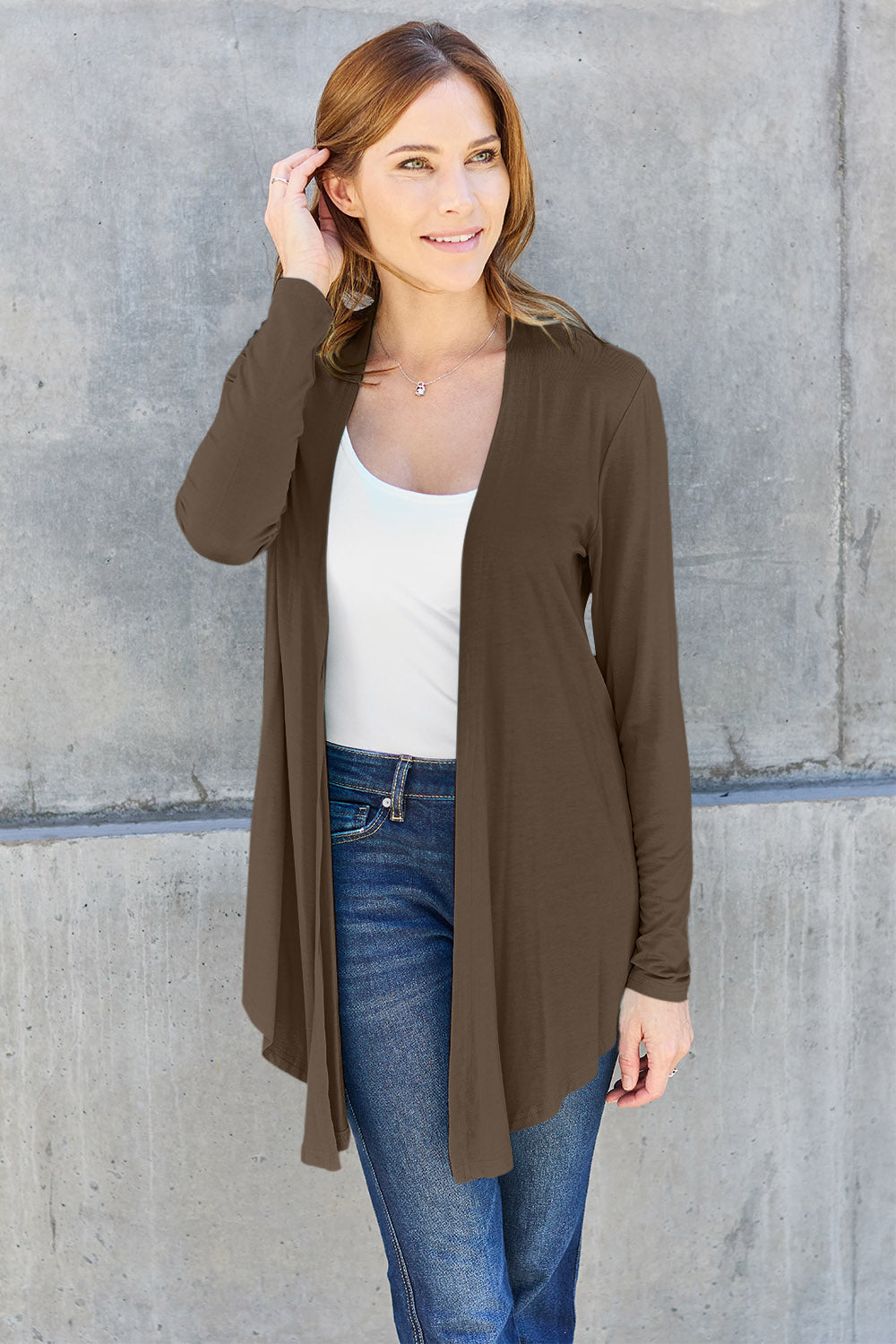 Open Front Long Sleeve Cardigan - Eclectage