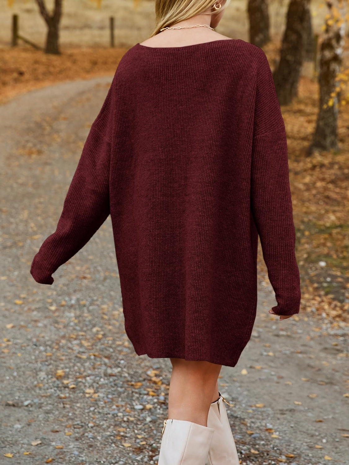 Dropped Shoulder Sweater Dress