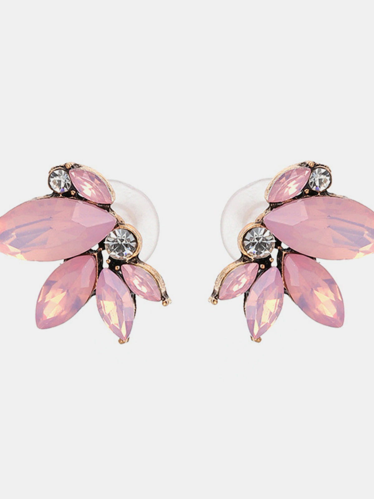 Rhinestone Flower Stud Earrings - Eclectage