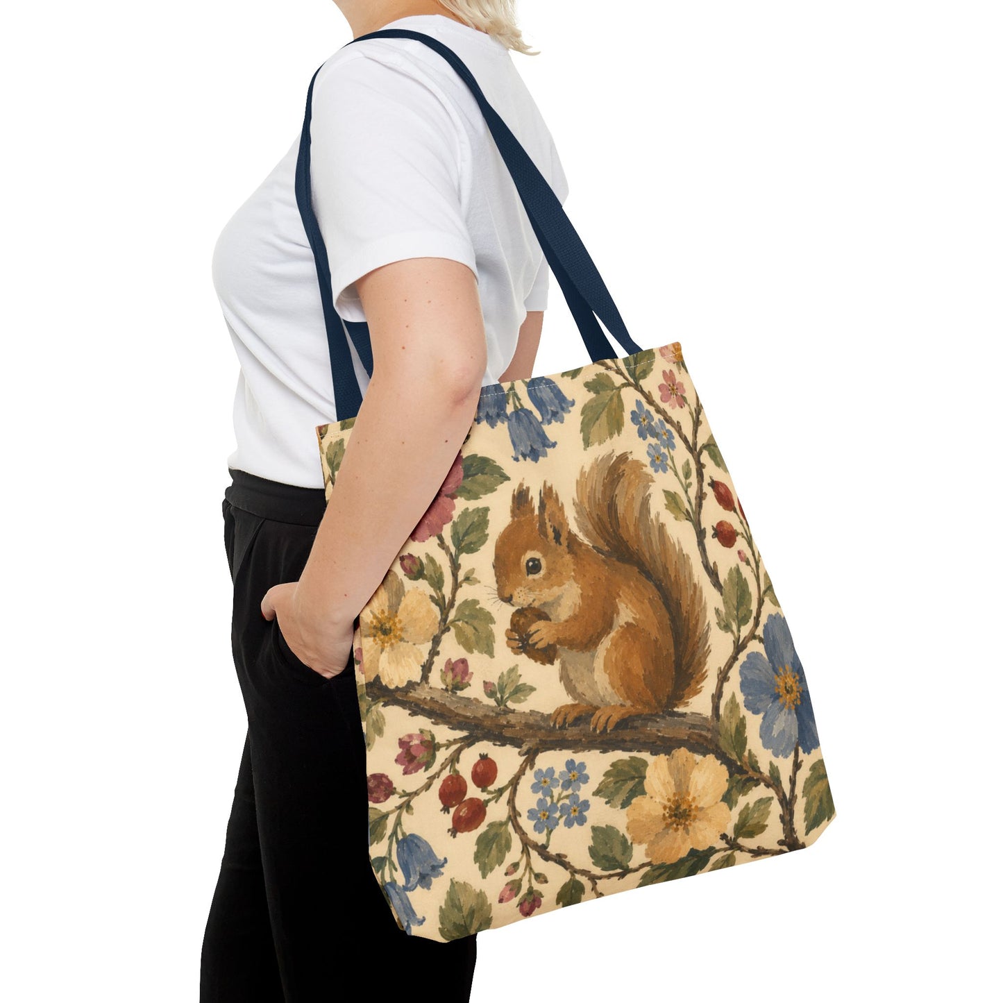 Floral Squirrel Tote Bag