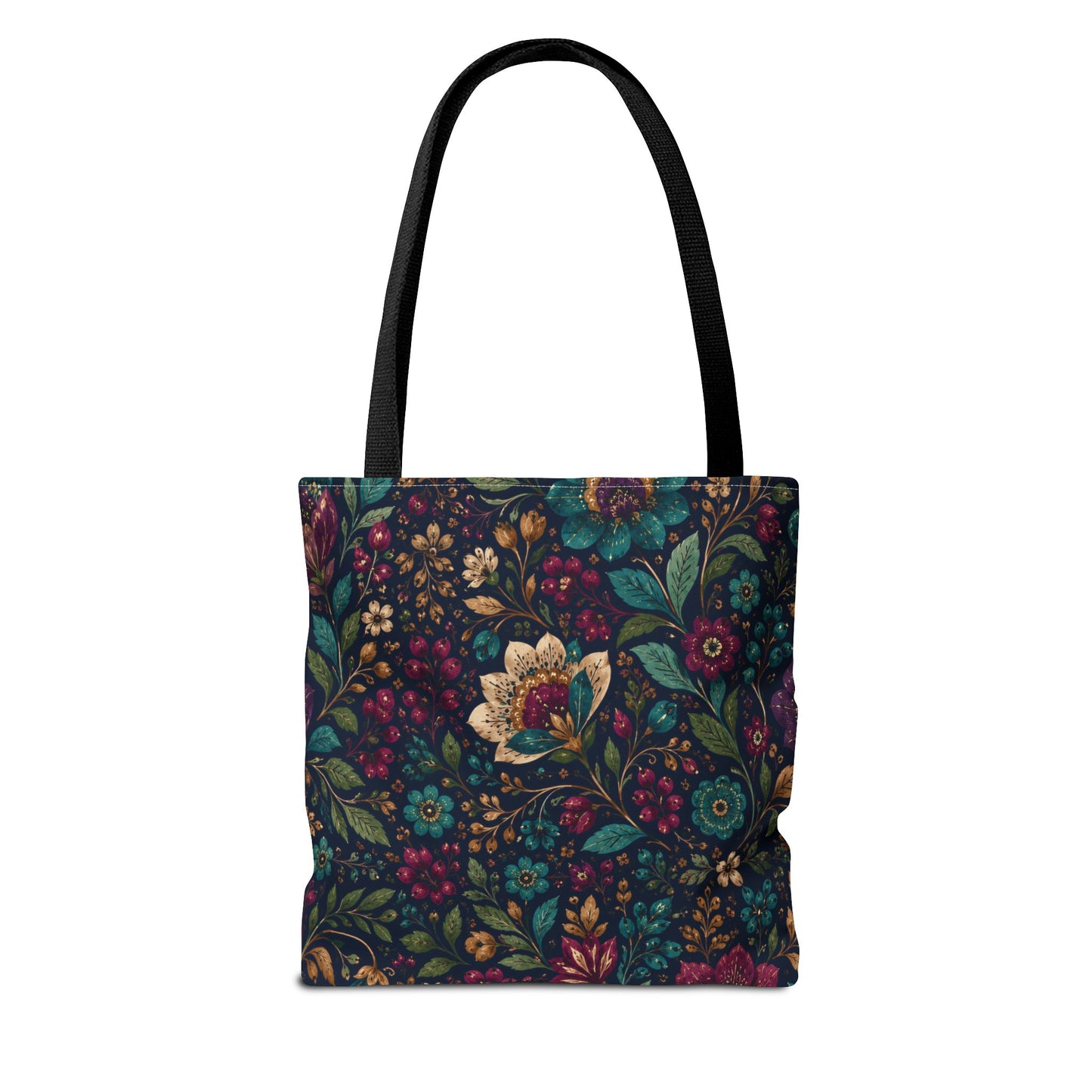 Dark Boho Floral Jewel Tone Tote Bag