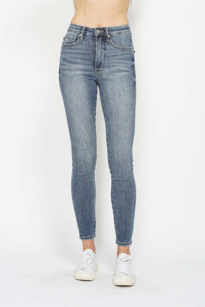 Tummy Control Contrast Wash Skinny Jeans - Eclectage