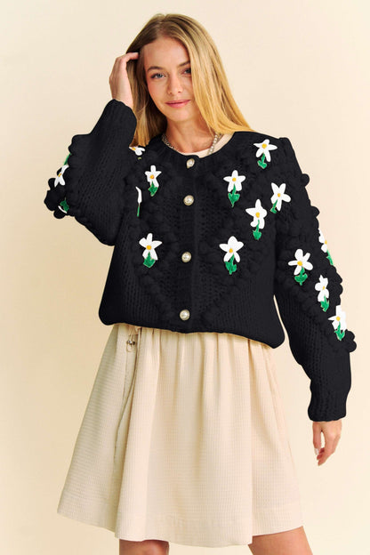 Floral Pattern Button Down Cardigan - Eclectage