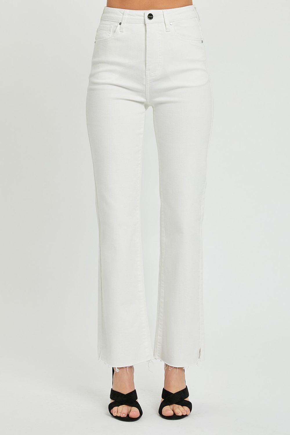 White Raw Hem Jeans - Eclectage