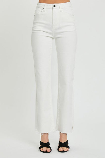 White Raw Hem Jeans - Eclectage