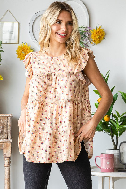 Ditsy Floral Print Tiered Top - Eclectage