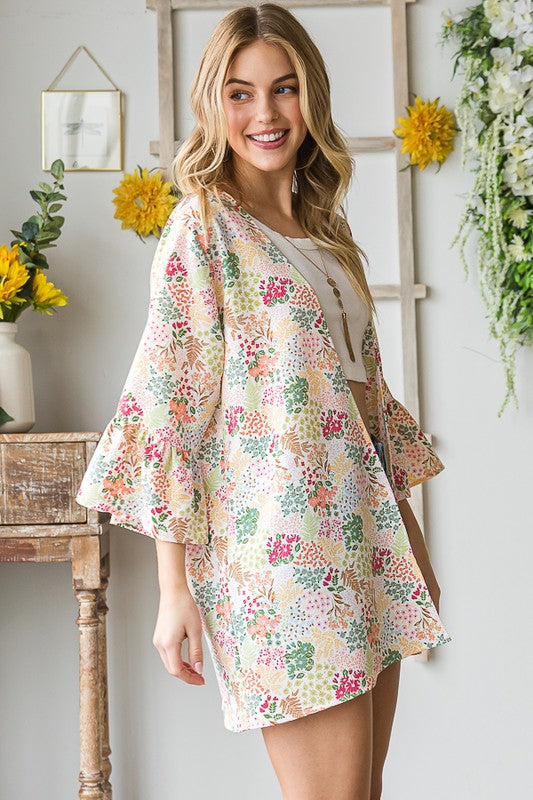 Multi Color Floral Open Cardigan - Eclectage