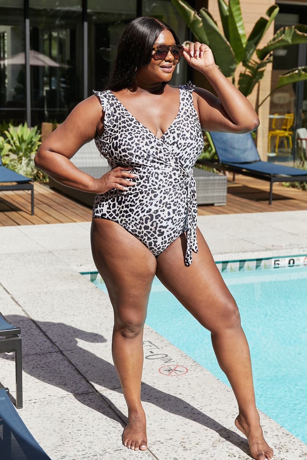 Leopard Faux Wrap One-Piece Swimsuit - Eclectage