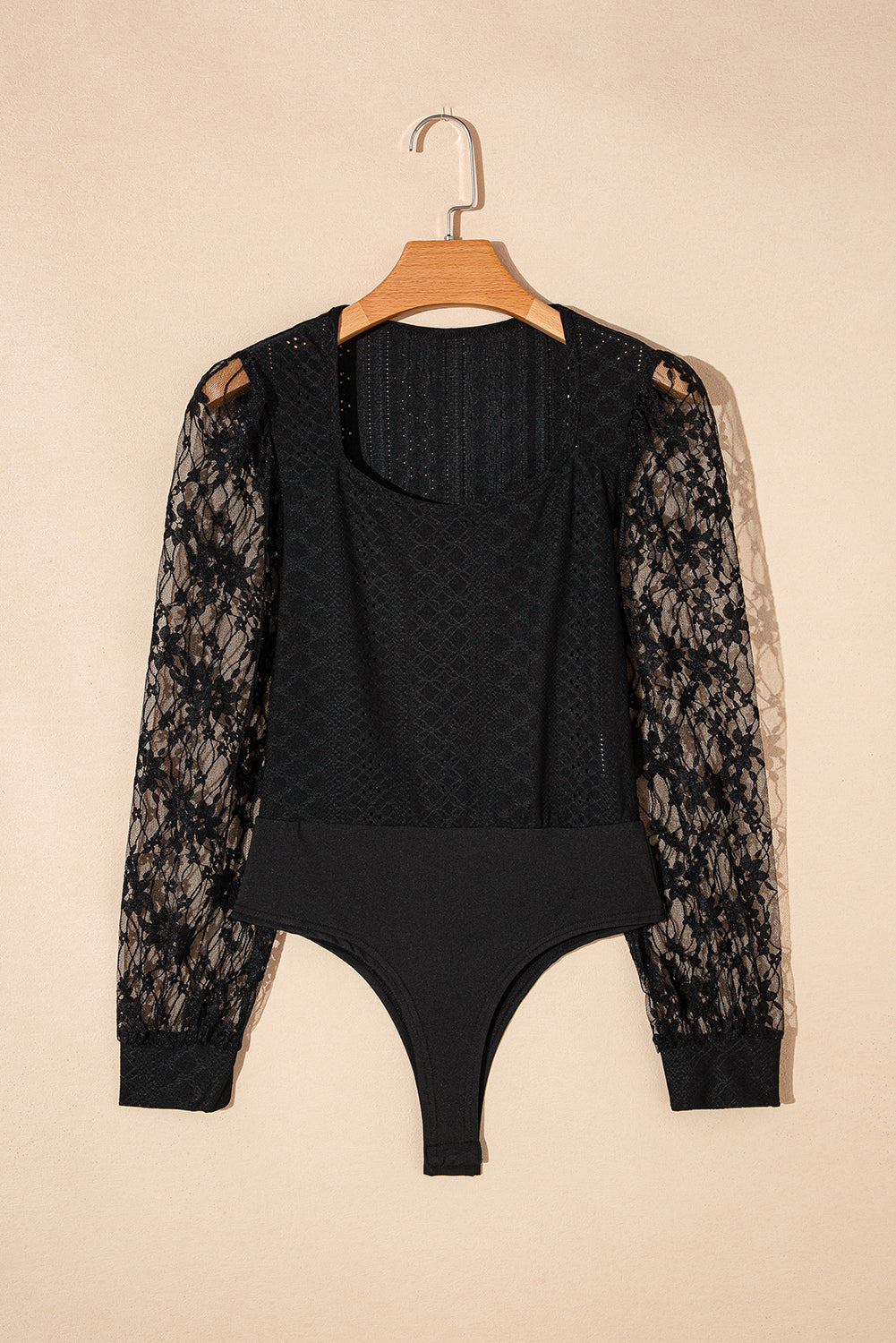 Eyelet Lace Long Sleeve Bodysuit - Eclectage