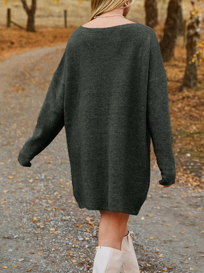 Dropped Shoulder Sweater Dress