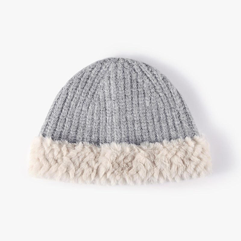 Fuzzy Hem Knit Hat - Eclectage