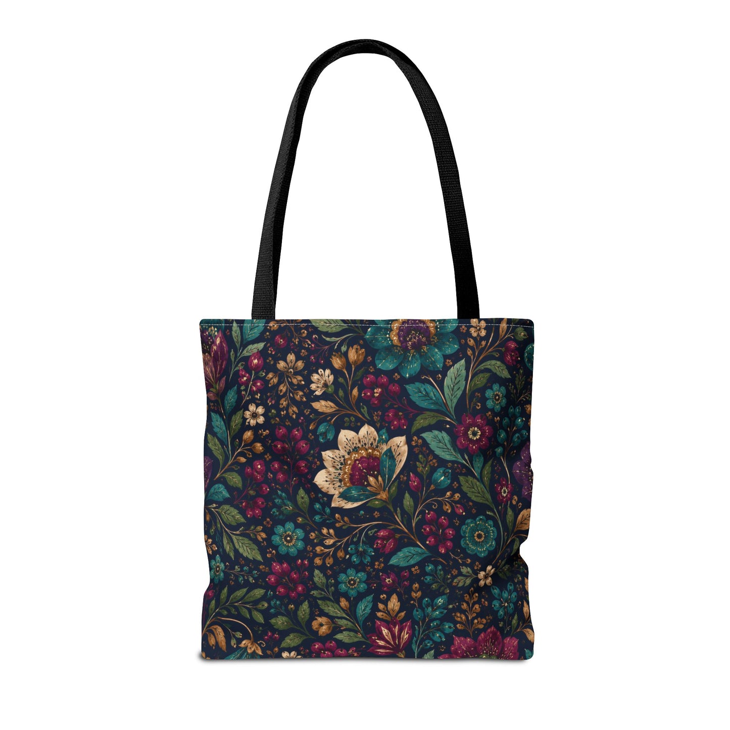 Dark Boho Floral Jewel Tone Tote Bag