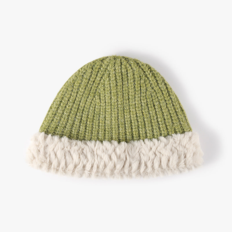 Fuzzy Hem Knit Hat - Eclectage