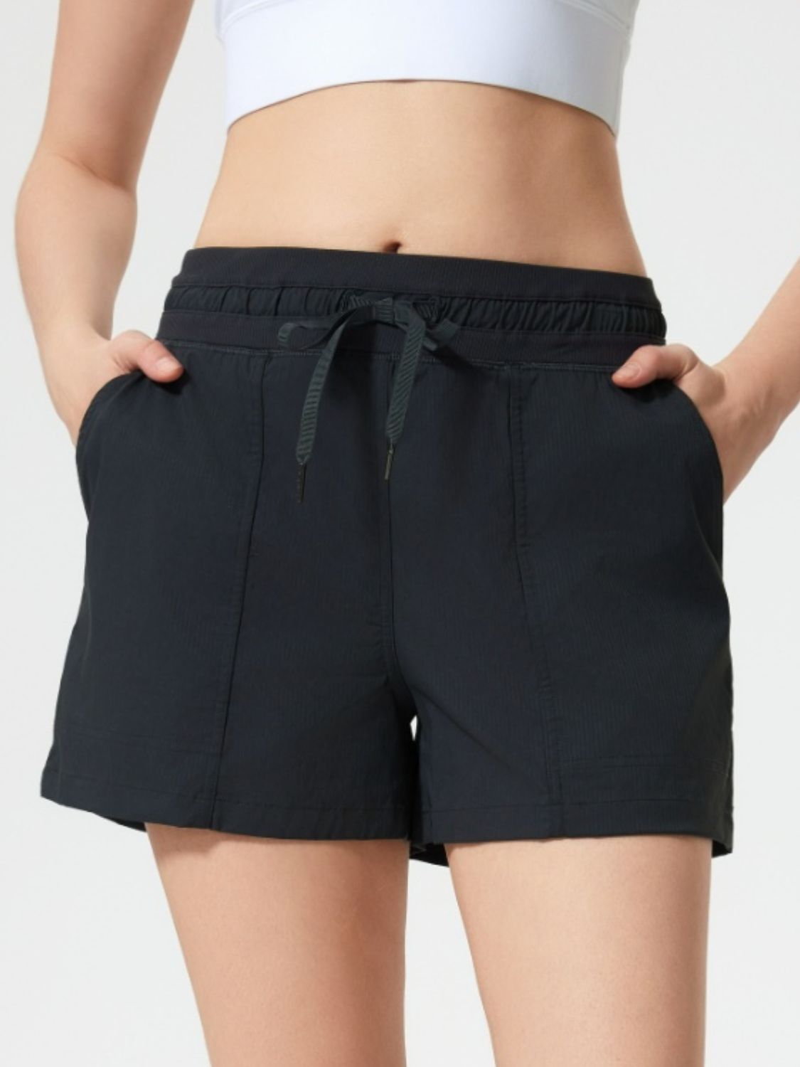 Drawstring Active Shorts with Pockets - Eclectage