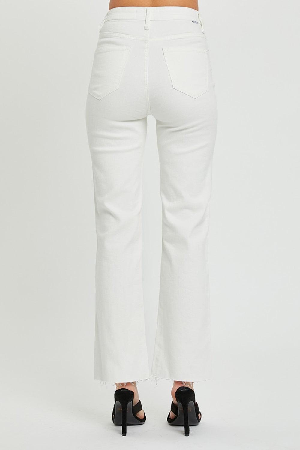 White Raw Hem Jeans - Eclectage