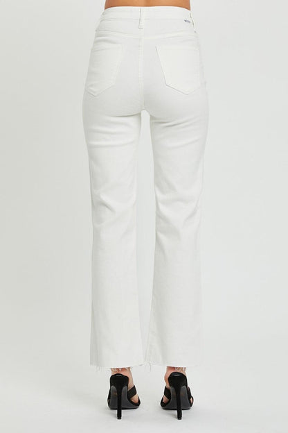 White Raw Hem Jeans - Eclectage