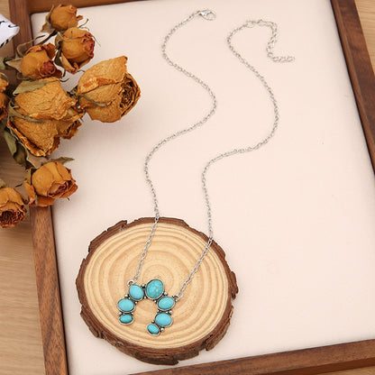 Artificial Turquoise Alloy Pendant Necklace - Eclectage