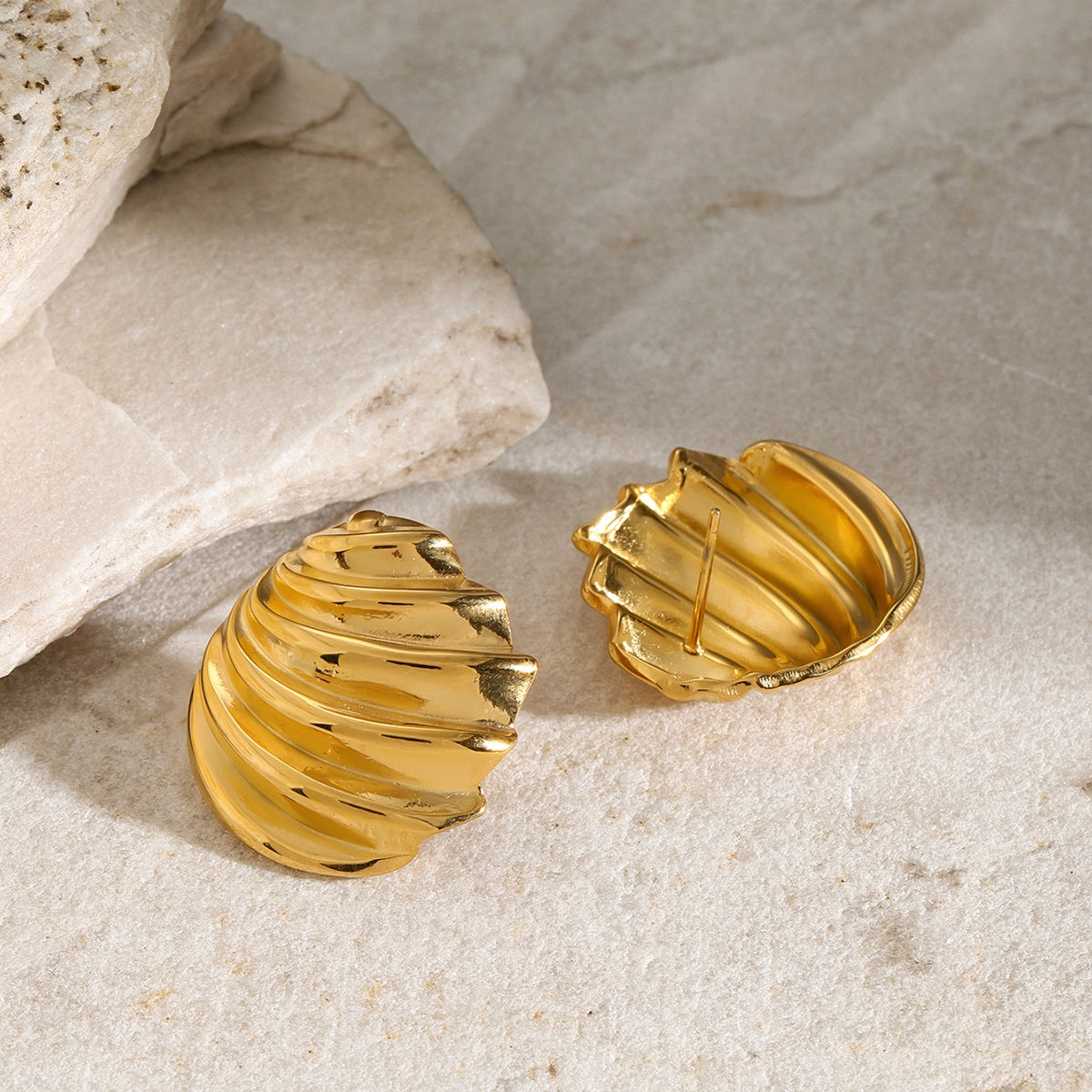 Shell Shape Stainless Steel Stud Earrings - Eclectage