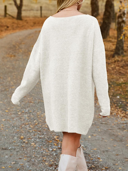 Dropped Shoulder Sweater Dress