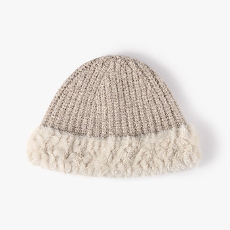 Fuzzy Hem Knit Hat - Eclectage