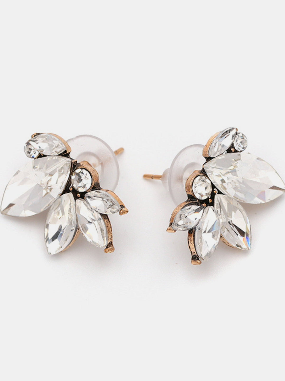 Rhinestone Flower Stud Earrings - Eclectage