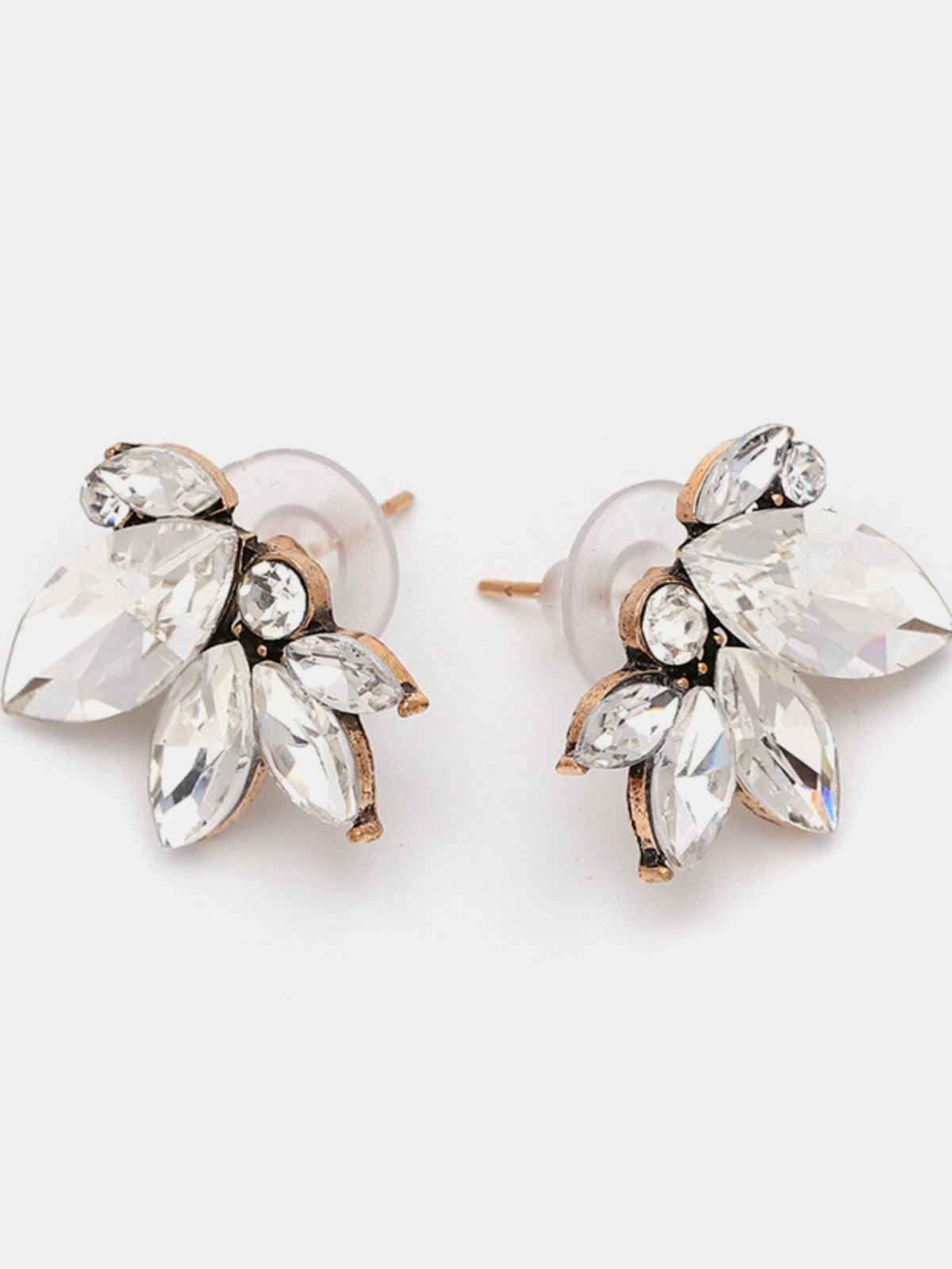 Rhinestone Flower Stud Earrings - Eclectage