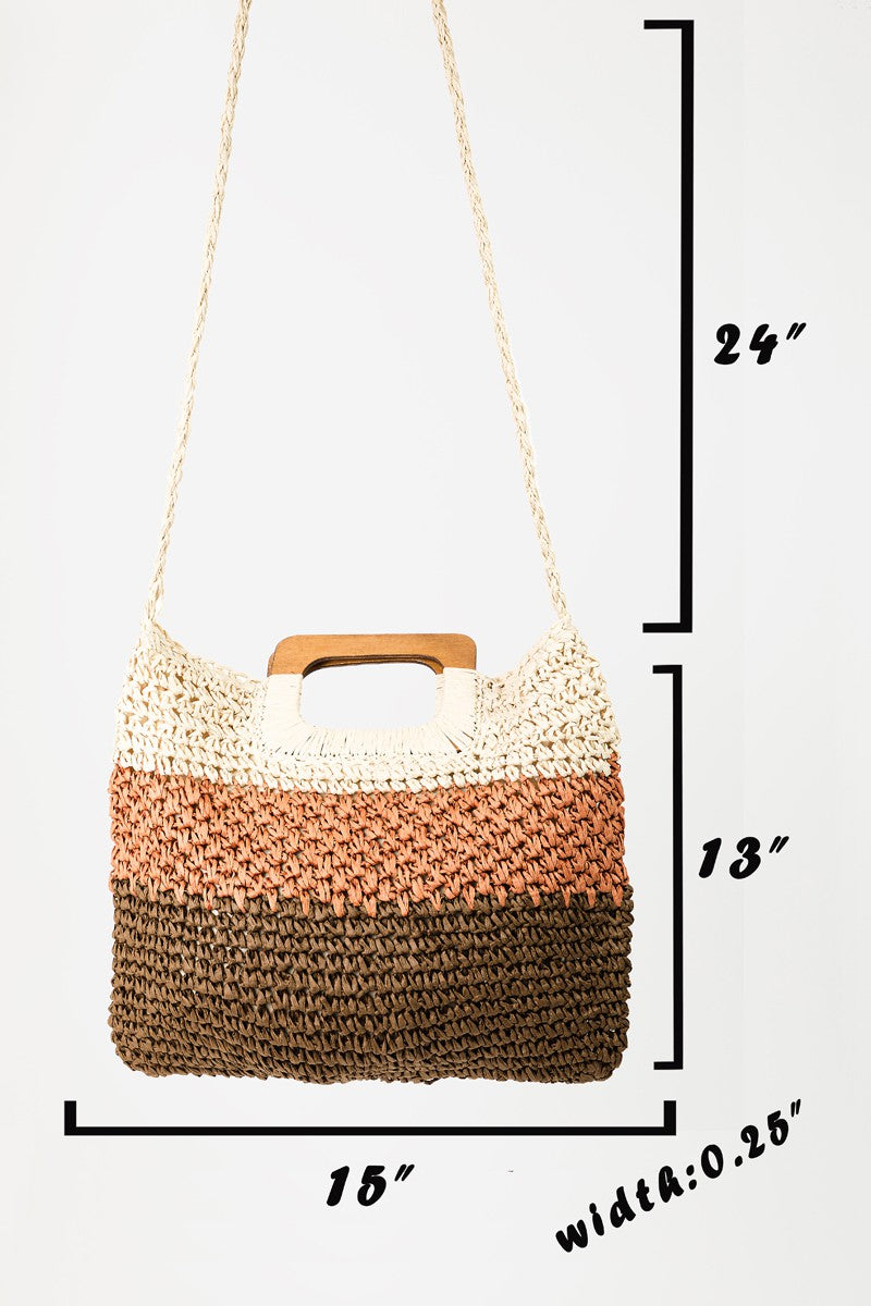 Color Block Braided Tote Bag - Eclectage