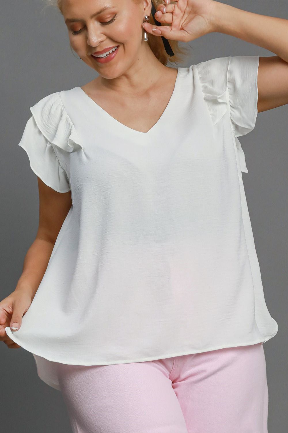 White V-Neck Double Layered Blouse - Eclectage