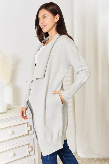 Light Gray Duster Cardigan with Pockets - Eclectage