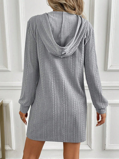 Gray Hooded Mini Dress