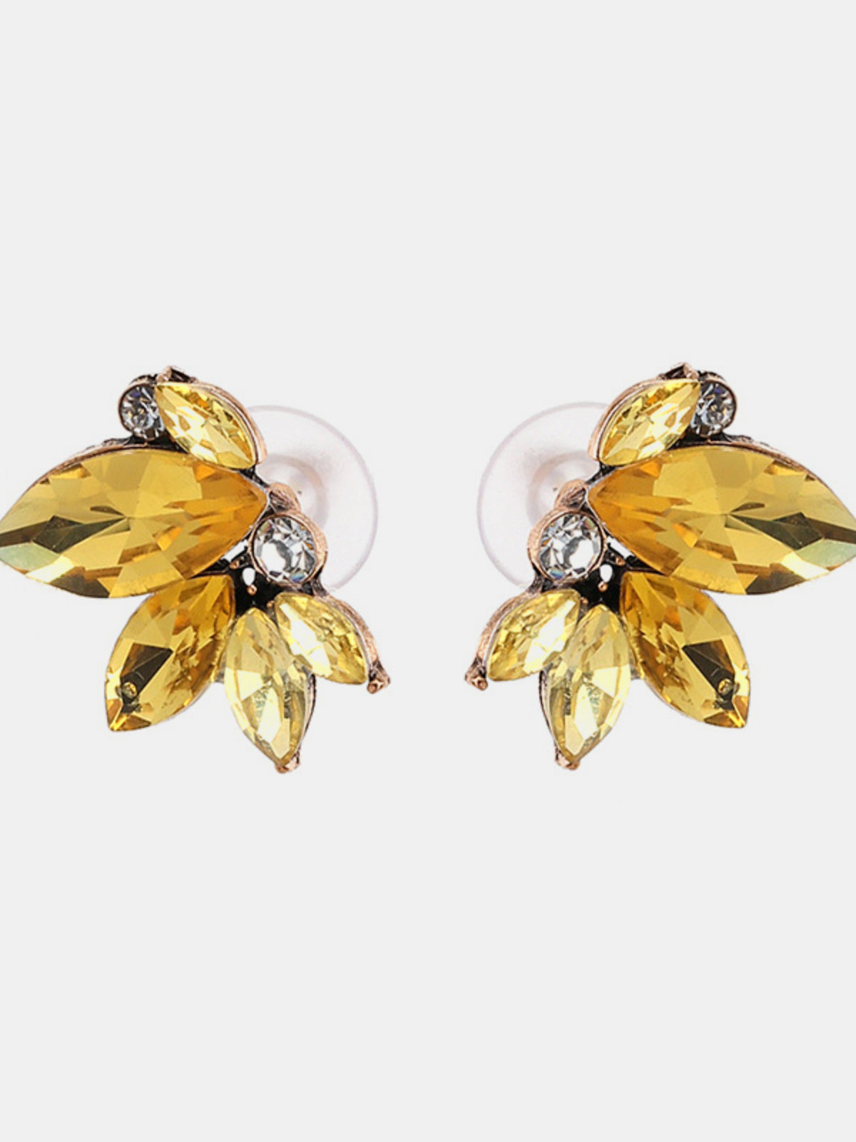 Rhinestone Flower Stud Earrings - Eclectage